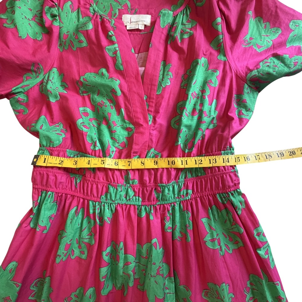 Anthropologie Pink Maxi Dress with Green Floral Print - Picture 12 of 12